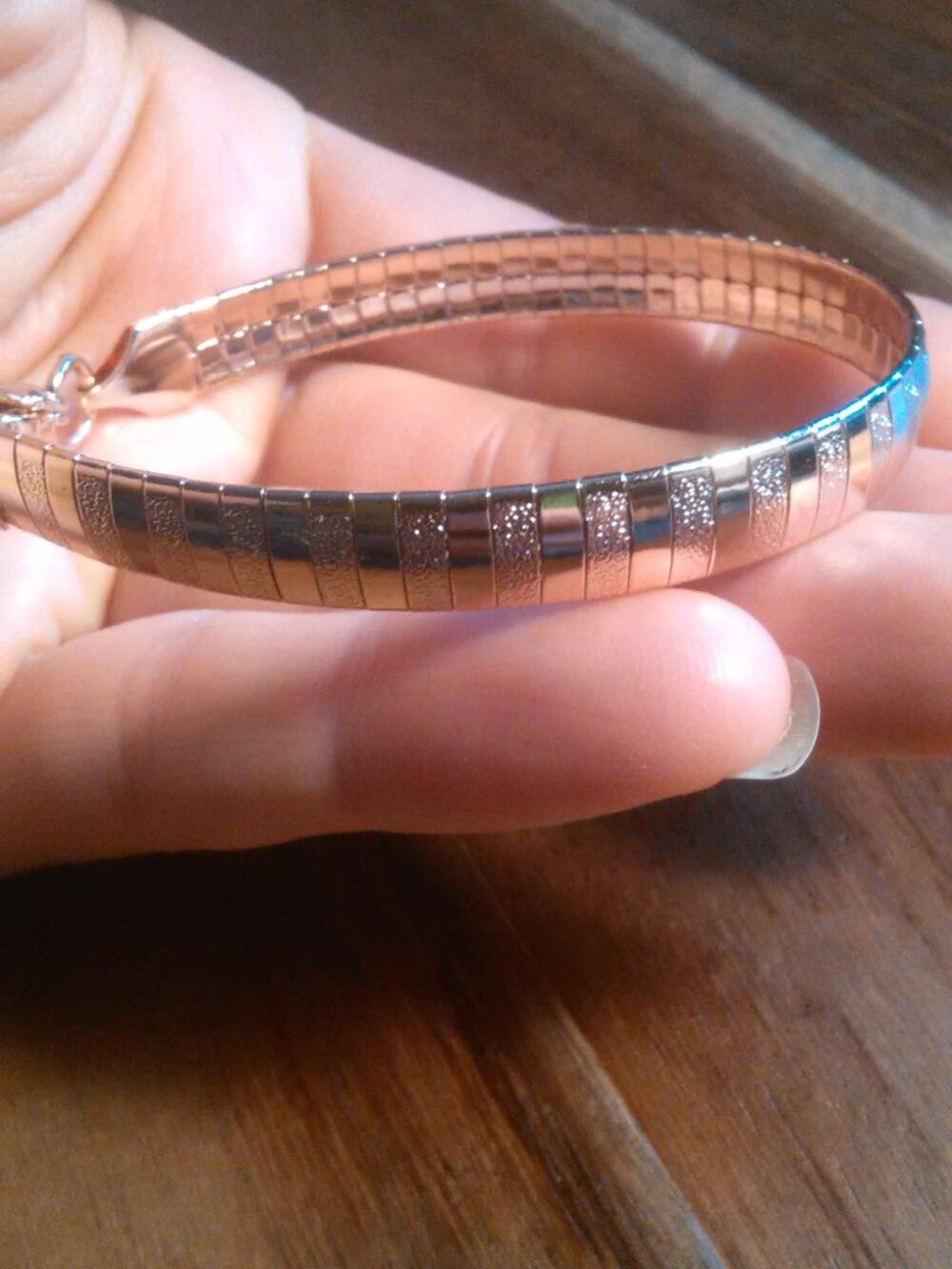 Omega Sandblast Ion Plated Rose Gold over Stainless Steel Bracelet (7 Inch)